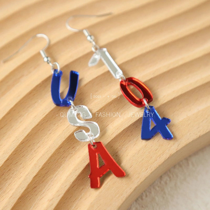 Wholesale USA Independence Day Acrylic Mirror Earrings