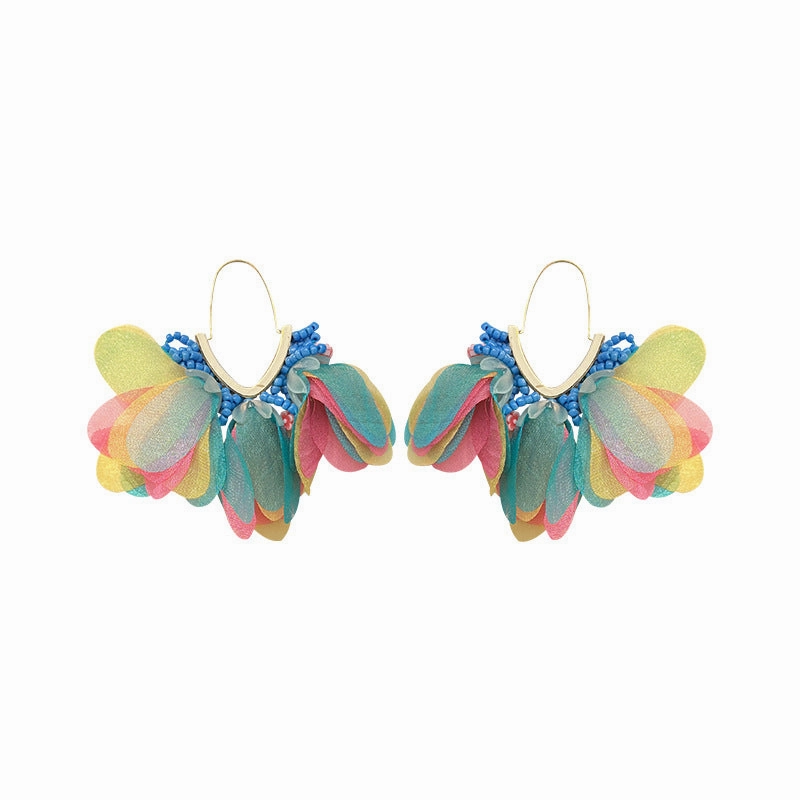 Wholesale V shape rice bead tassel alloy Earrings