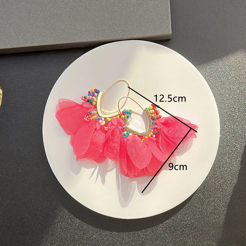 Wholesale V shape rice bead tassel alloy Earrings