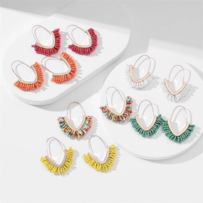 Wholesale V Shape Tassels Rice Beads Earrings