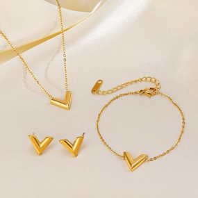 Wholesale V-shaped Gold Stainless Steel Set