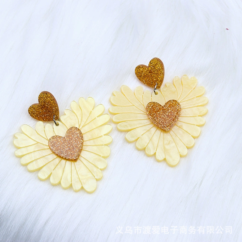 Wholesale Valentine Heart Patchwork Acrylic Earrings