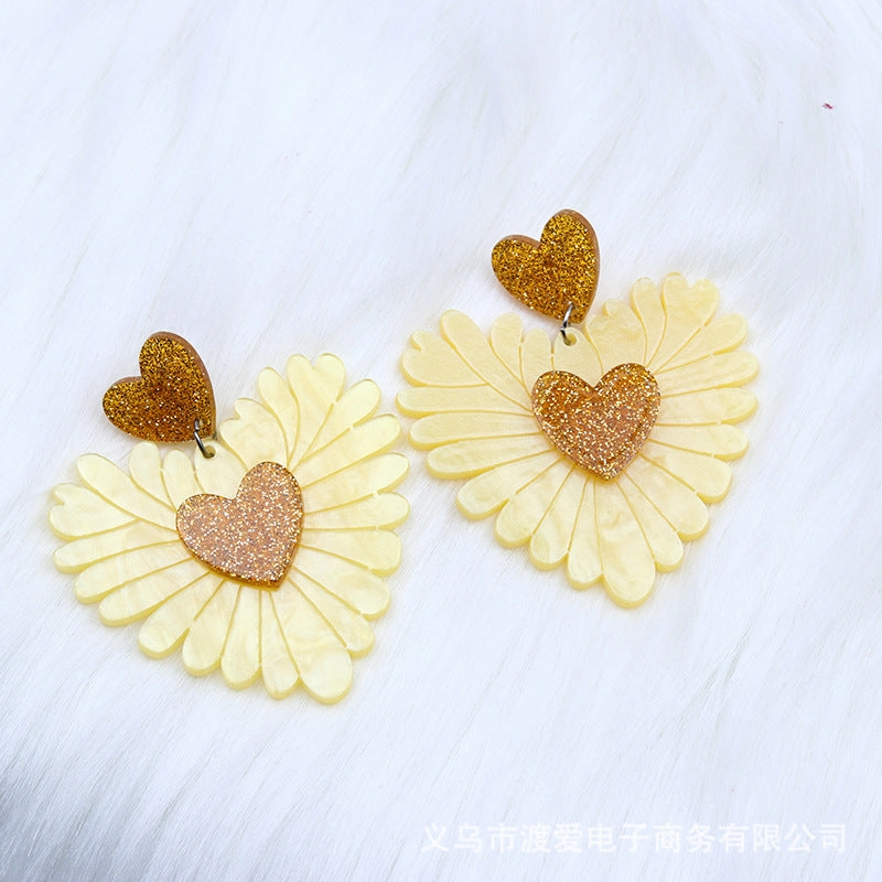 Wholesale Valentine Heart Patchwork Acrylic Earrings