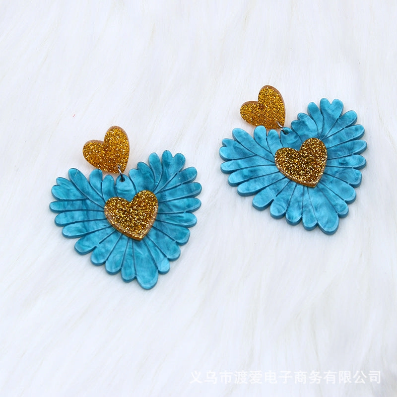 Wholesale Valentine Heart Patchwork Acrylic Earrings