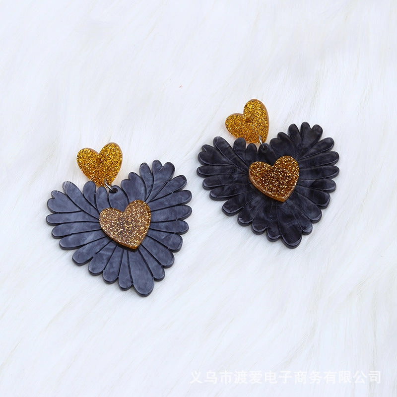 Wholesale Valentine Heart Patchwork Acrylic Earrings