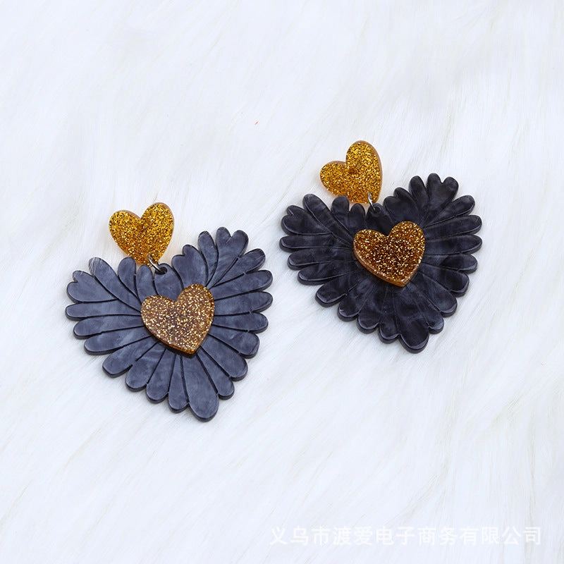 Wholesale Valentine Heart Patchwork Acrylic Earrings