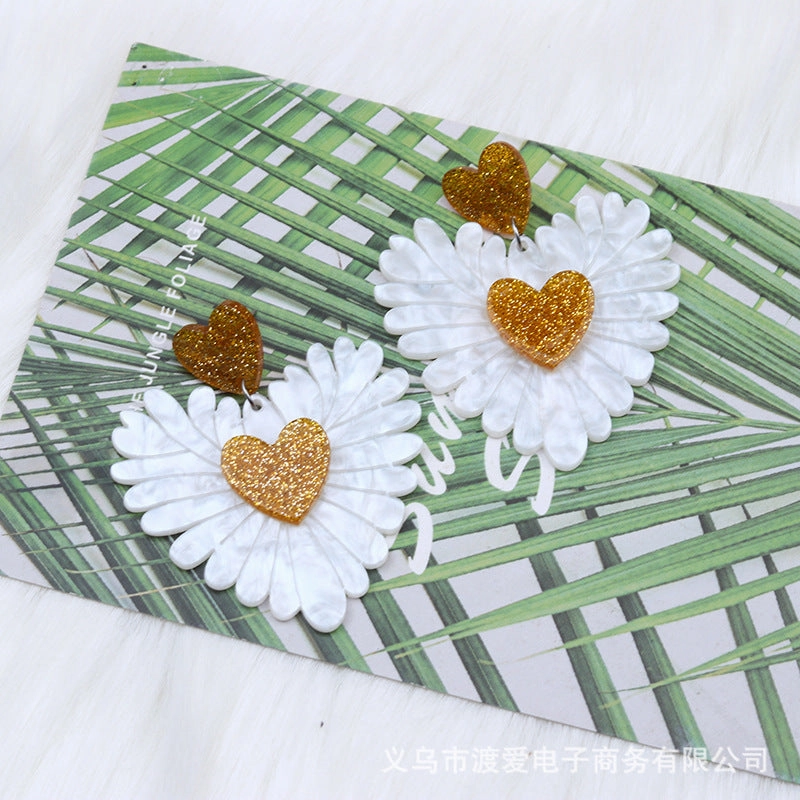Wholesale Valentine Heart Patchwork Acrylic Earrings