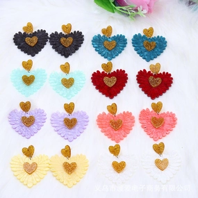 Wholesale Valentine Heart Patchwork Acrylic Earrings