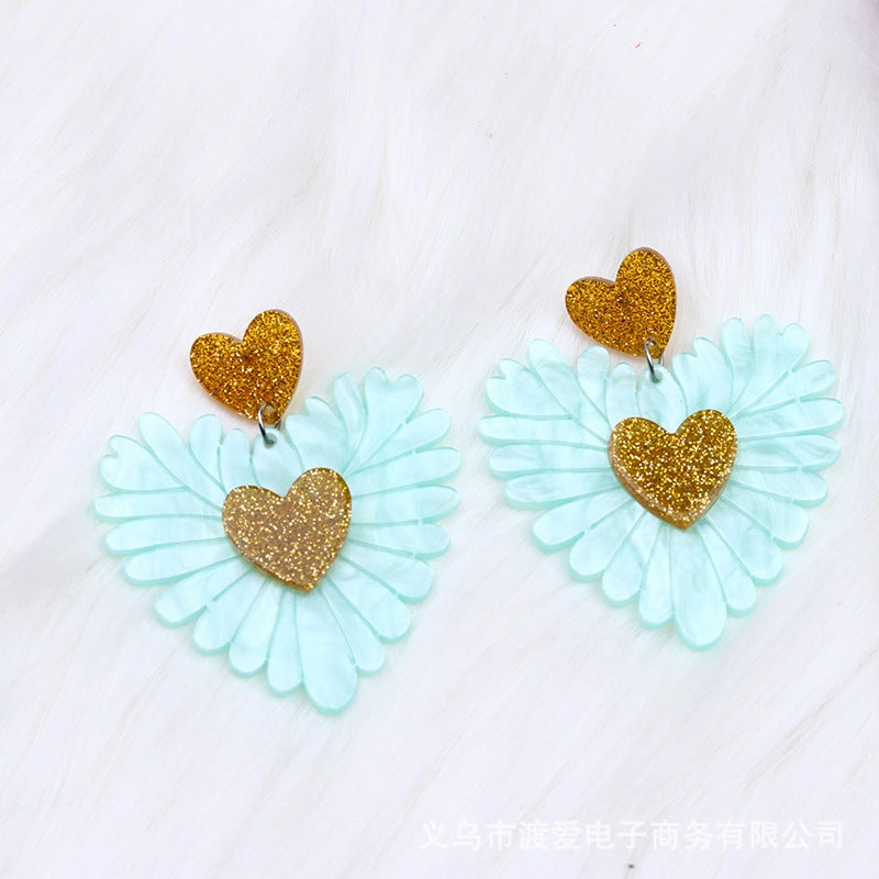 Wholesale Valentine Heart Patchwork Acrylic Earrings