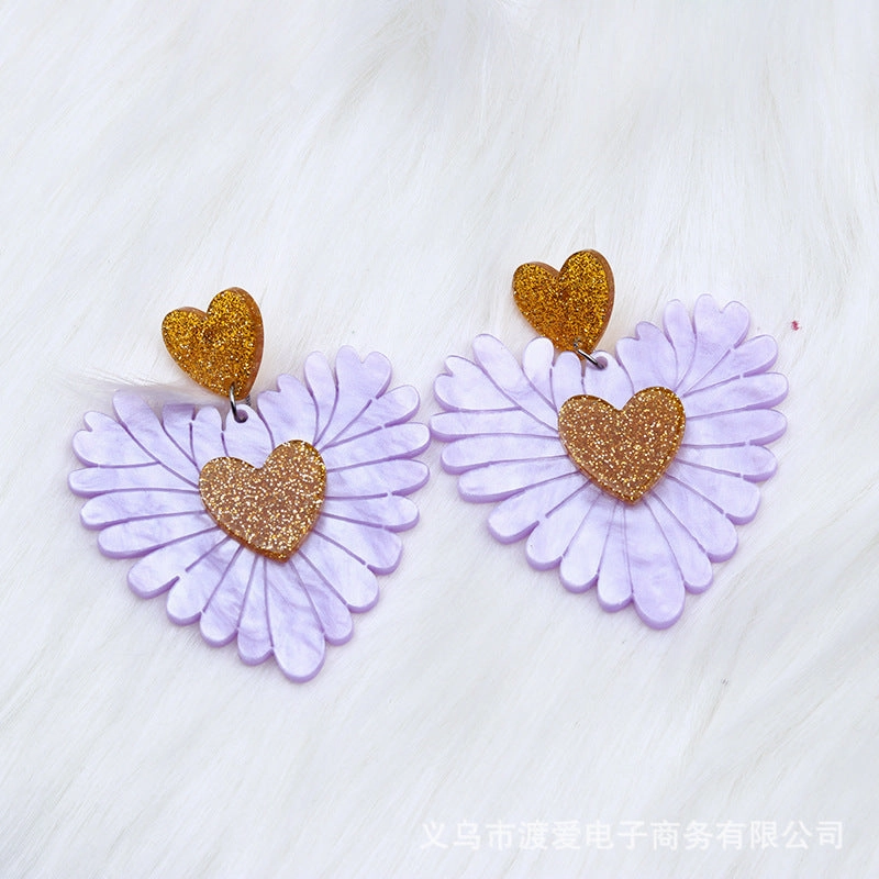 Wholesale Valentine Heart Patchwork Acrylic Earrings