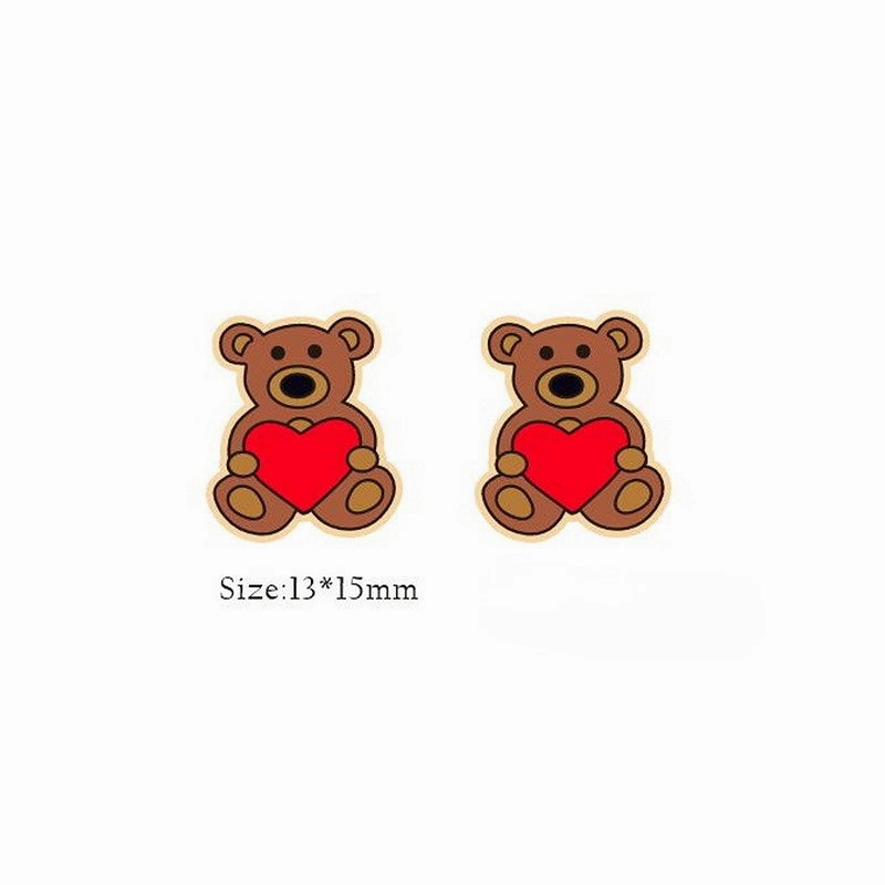 Wholesale Valentine Hearts Bears Wooden Earrings