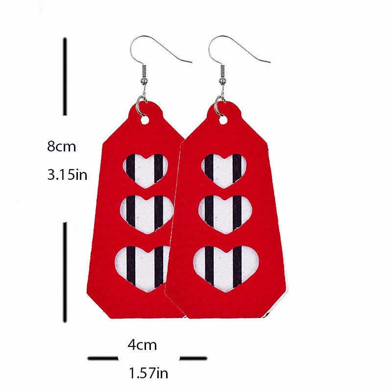 Wholesale Valentine Hearts Leather Earrings