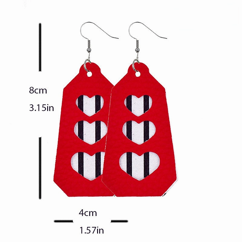 Wholesale Valentine Hearts Leather Earrings