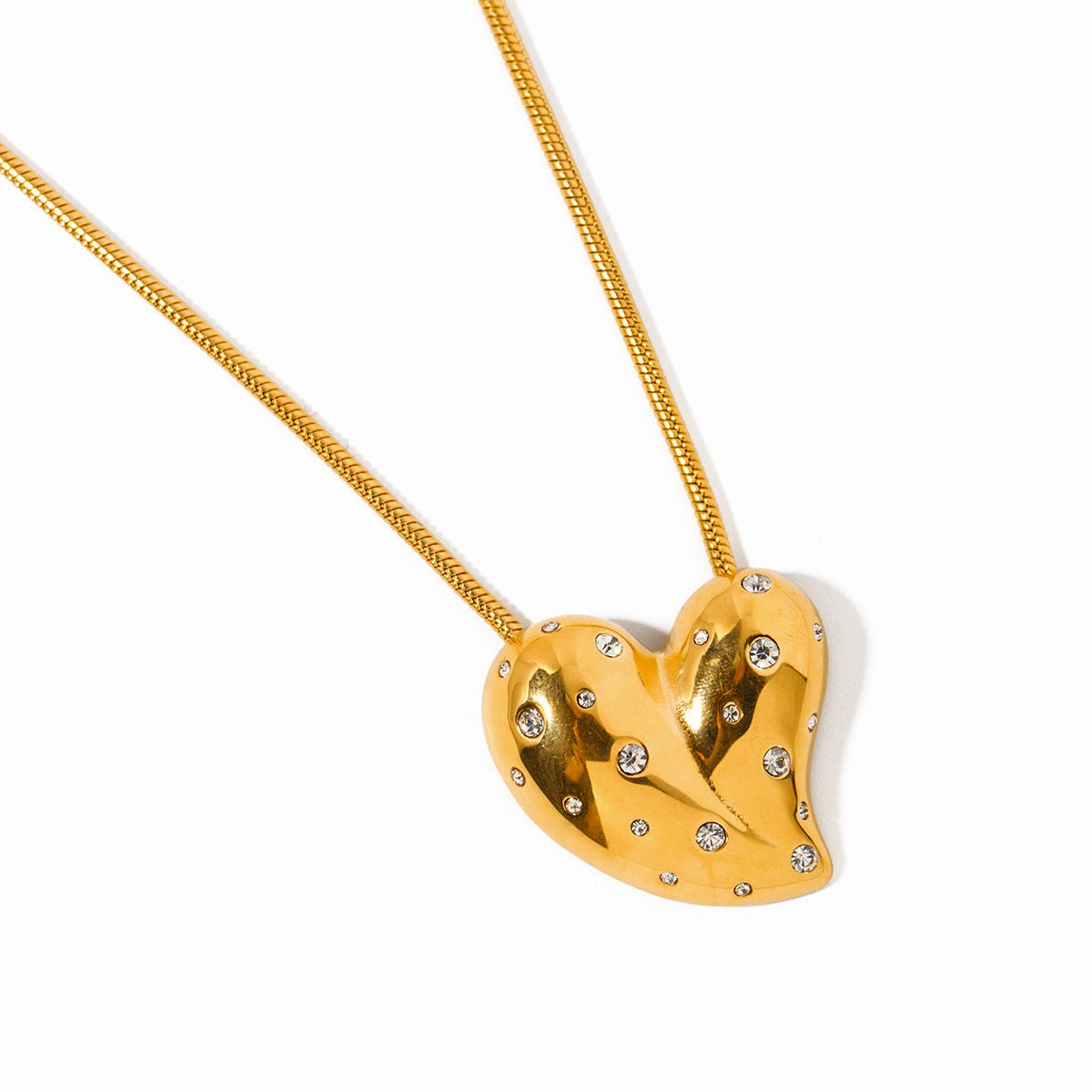 Wholesale Valentine's Day 18k Gold Stainless Steel White Rhinestone Love Necklace