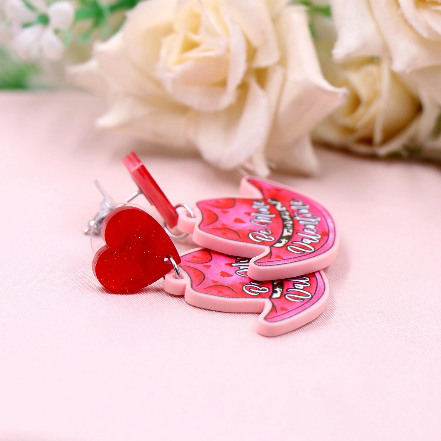 Wholesale Valentine's Day Acrylic Cowboy Hat Love Earrings