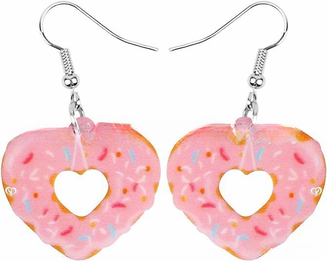 Wholesale Valentine's Day Acrylic  Heart Donut Earrings