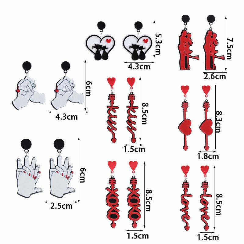 Wholesale Valentine's Day Acrylic Hearts Earrings