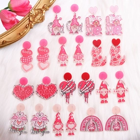 Wholesale Valentine's Day Acrylic Love Cat Dwarf Flamingo Earrings