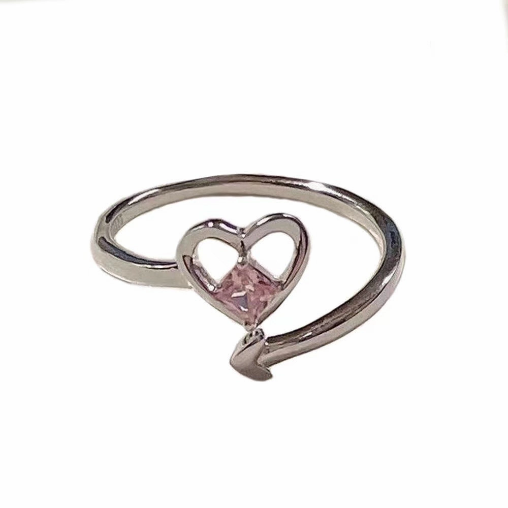 Wholesale Valentine's Day Alloy Love Pink Diamond Rings