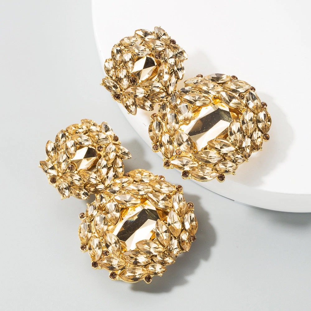 Wholesale Valentine's Day Alloy Shaped Glass Diamond Earrings