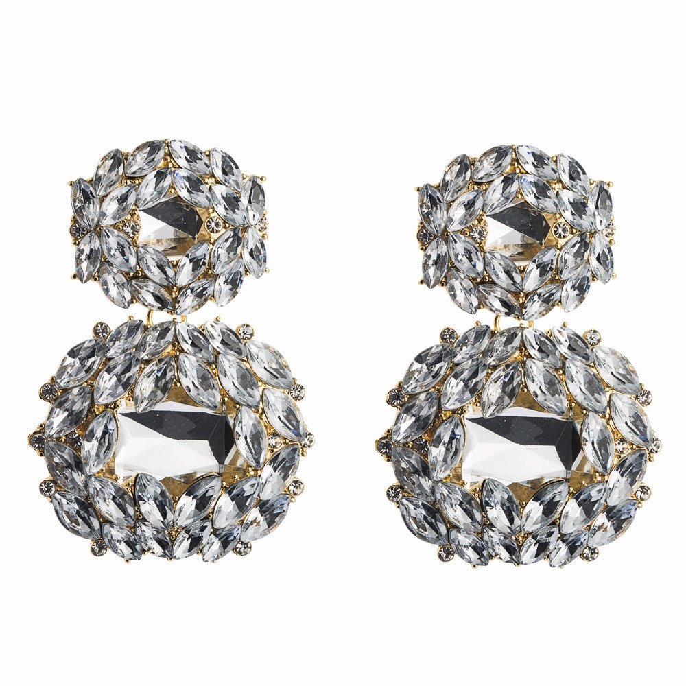 Wholesale Valentine's Day Alloy Shaped Glass Diamond Earrings