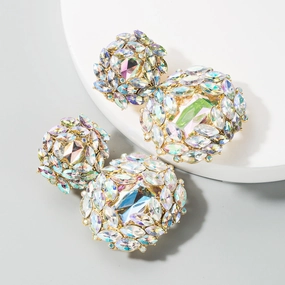 Wholesale Valentine's Day Alloy Shaped Glass Diamond Earrings