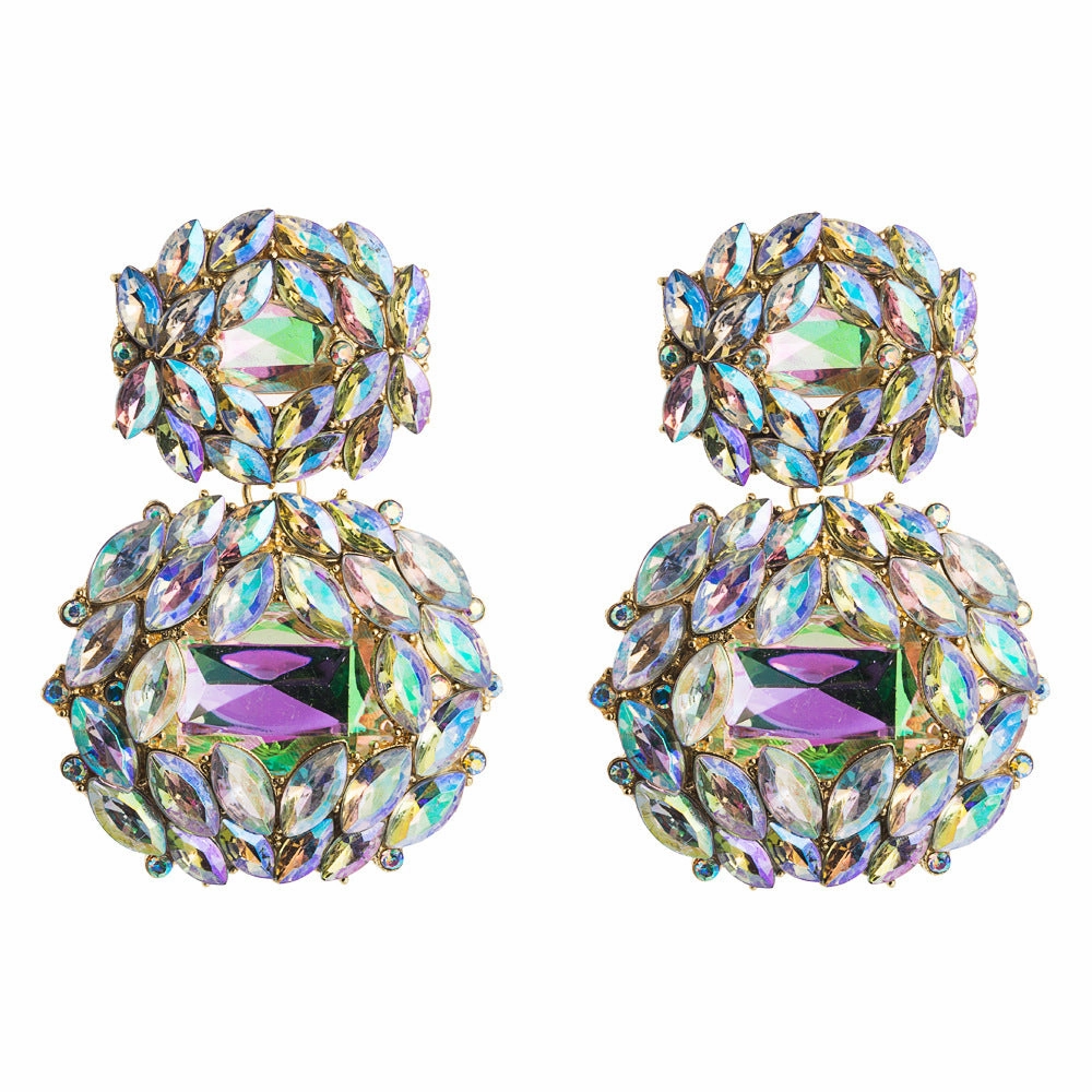 Wholesale Valentine's Day Alloy Shaped Glass Diamond Earrings