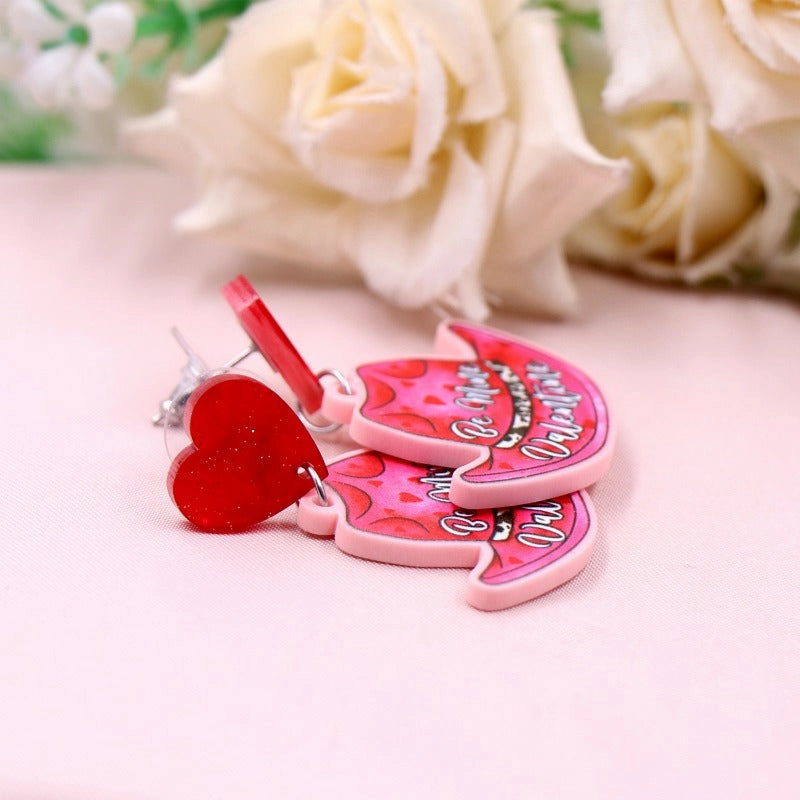 Wholesale Valentine's Day Autumn and Winter Cowboy Hat Love Heart Laser Cut Acrylic Earrings