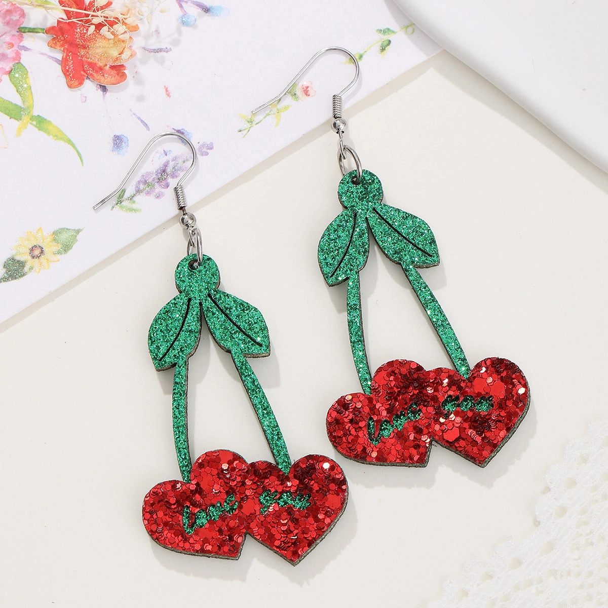 Wholesale Valentine's Day Bohemian Wine Cup Leather Earrings