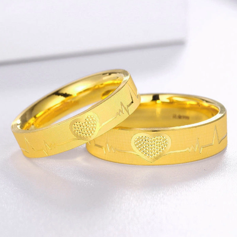 Wholesale Valentine's Day Brass Gold-plated Carved Heart Rings