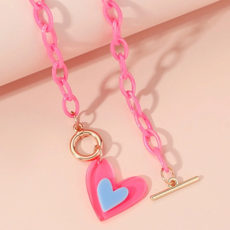 Wholesale Valentine's Day Colored Love Acrylic Necklaces