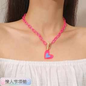 Wholesale Valentine's Day Colored Love Acrylic Necklaces