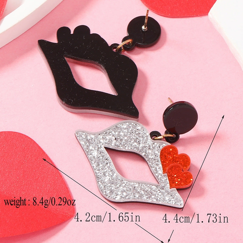 Wholesale Valentine's Day Colorful Shining Love Lip Acrylic Earrings
