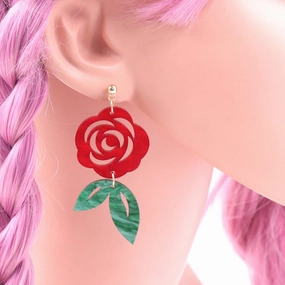 Wholesale Valentine's Day Colorless Rose Acrylic Earrings