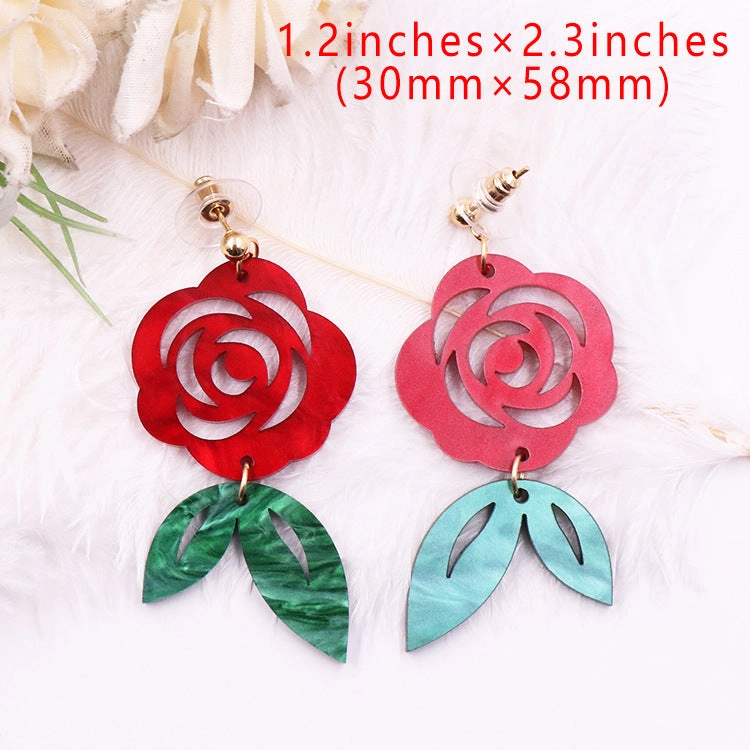 Wholesale Valentine's Day Colorless Rose Acrylic Earrings