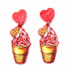 Wholesale Valentine's Day Cone Ice Cream Love Acrylic Earrings