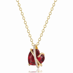 Wholesale Valentine's Day Copper Plated Real Gold Love Heart Diamond Necklace