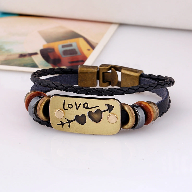 Wholesale Valentine's Day Couple Leather Bracelet