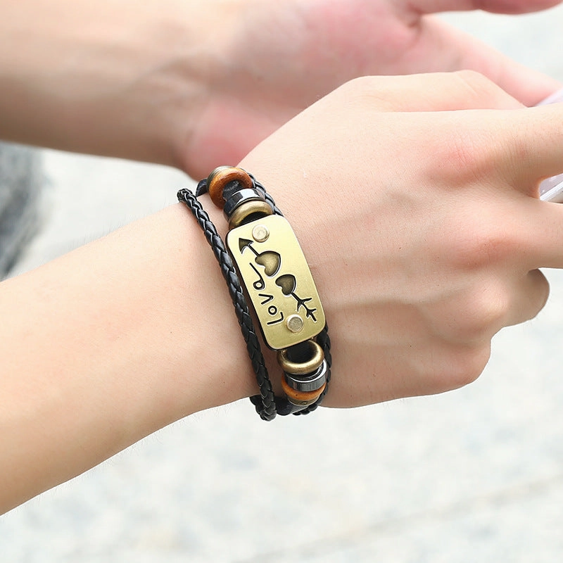 Wholesale Valentine's Day Couple Leather Bracelet