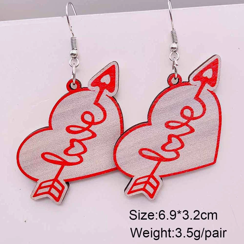Wholesale Valentine's Day Cow Pink Love Truck Cross Wooden Earrings