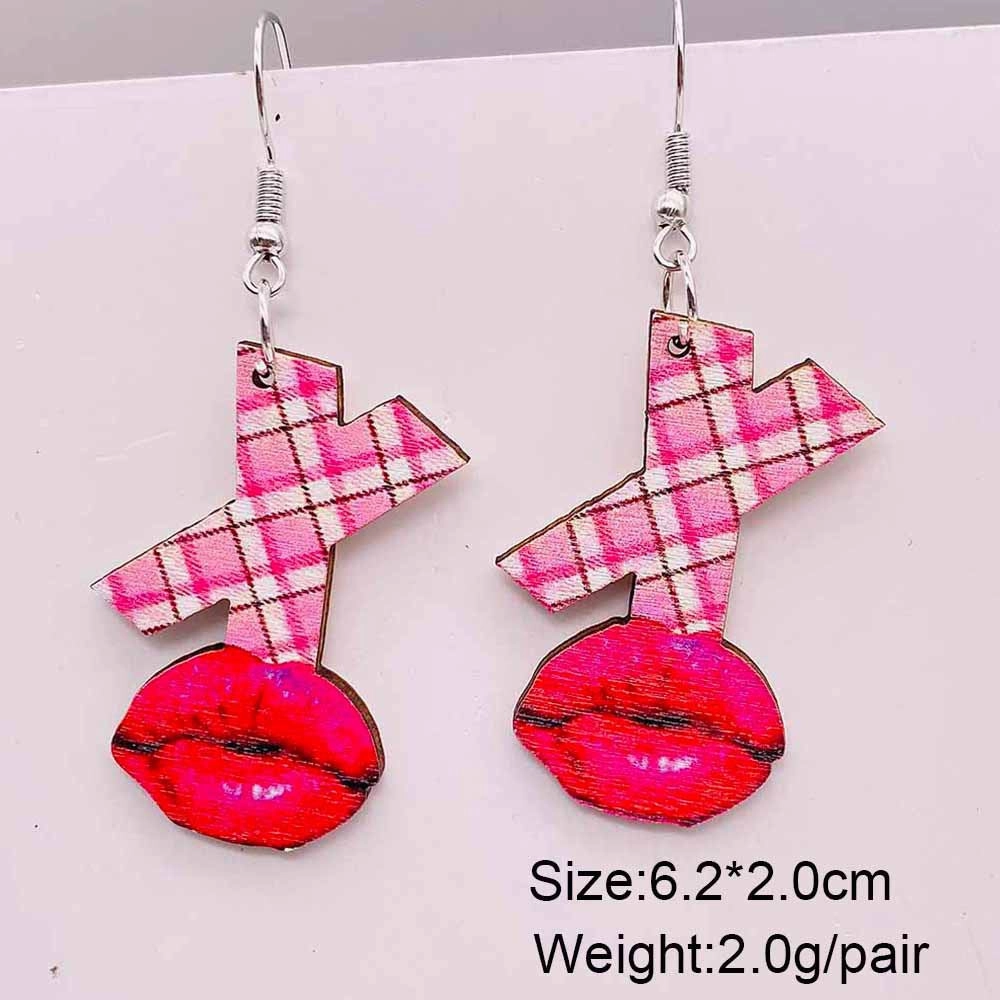 Wholesale Valentine's Day Cow Pink Love Truck Cross Wooden Earrings