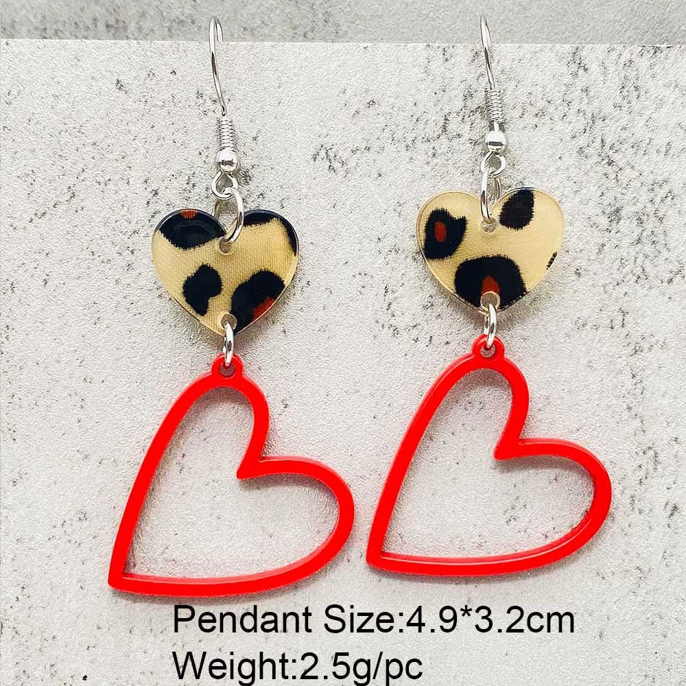 Wholesale Valentine's Day Creative Leopard Print Love Earrings