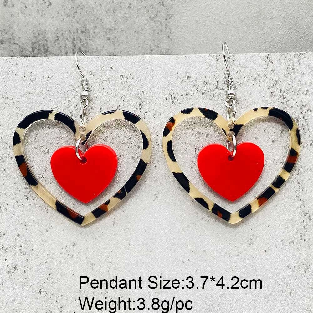 Wholesale Valentine's Day Creative Leopard Print Love Earrings