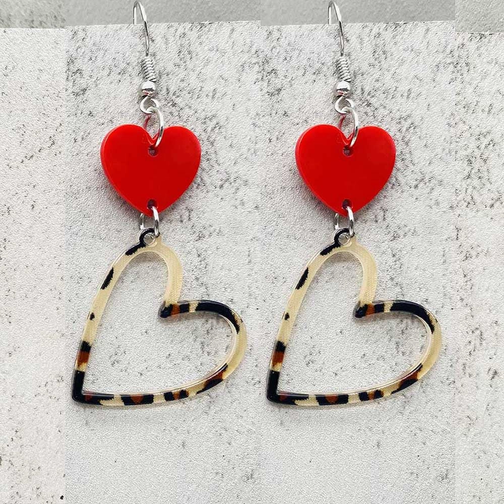 Wholesale Valentine's Day Creative Leopard Print Love Earrings