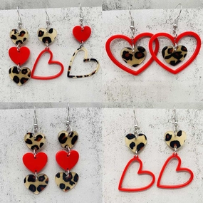 Wholesale Valentine's Day Creative Leopard Print Love Earrings