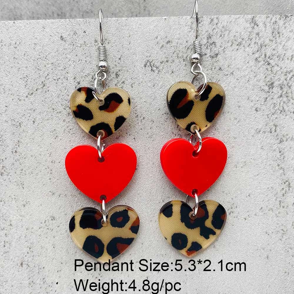Wholesale Valentine's Day Creative Leopard Print Love Earrings