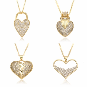 Wholesale Valentine's Day Crown Heart Full Diamond Necklace