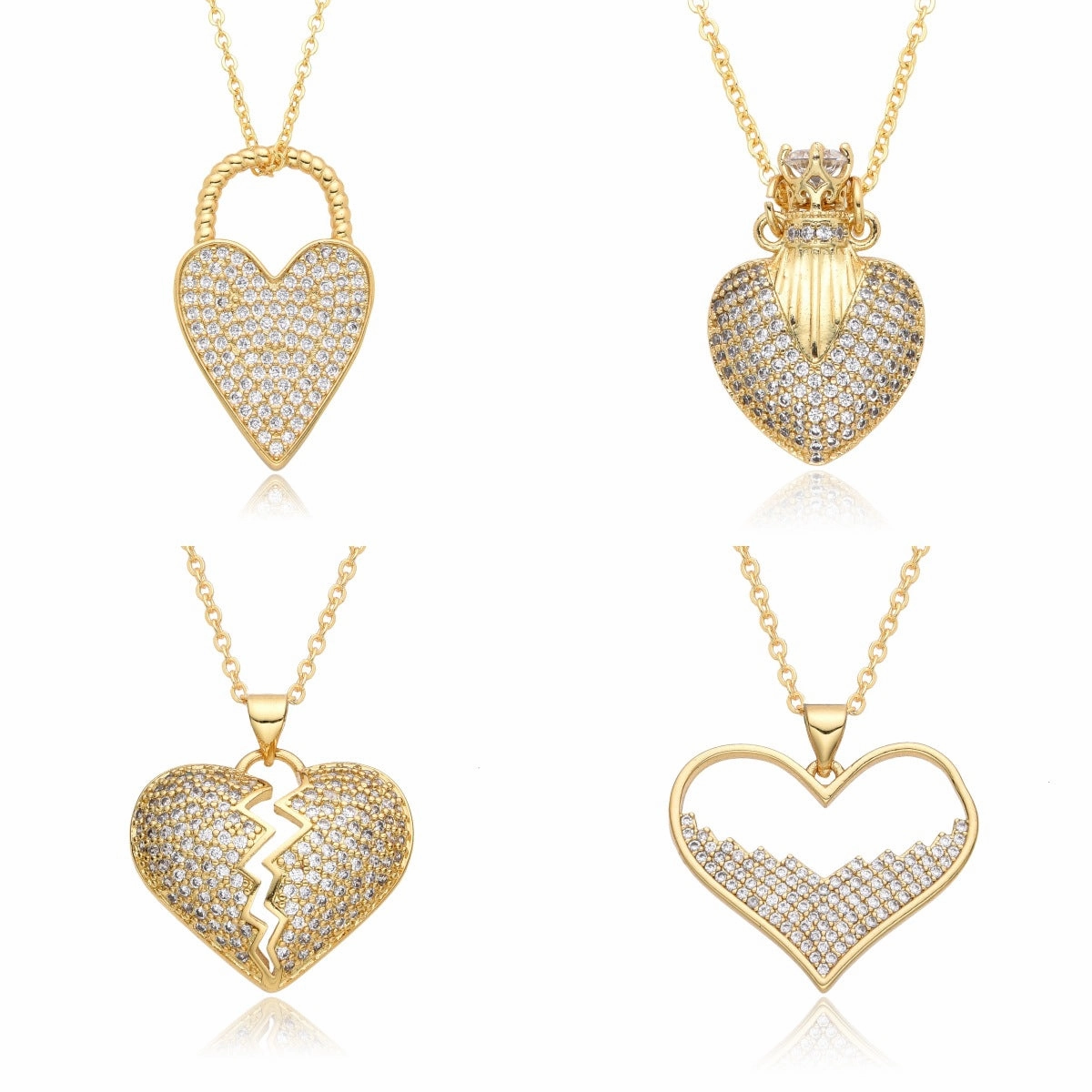Wholesale Valentine's Day Crown Heart Full Diamond Necklace