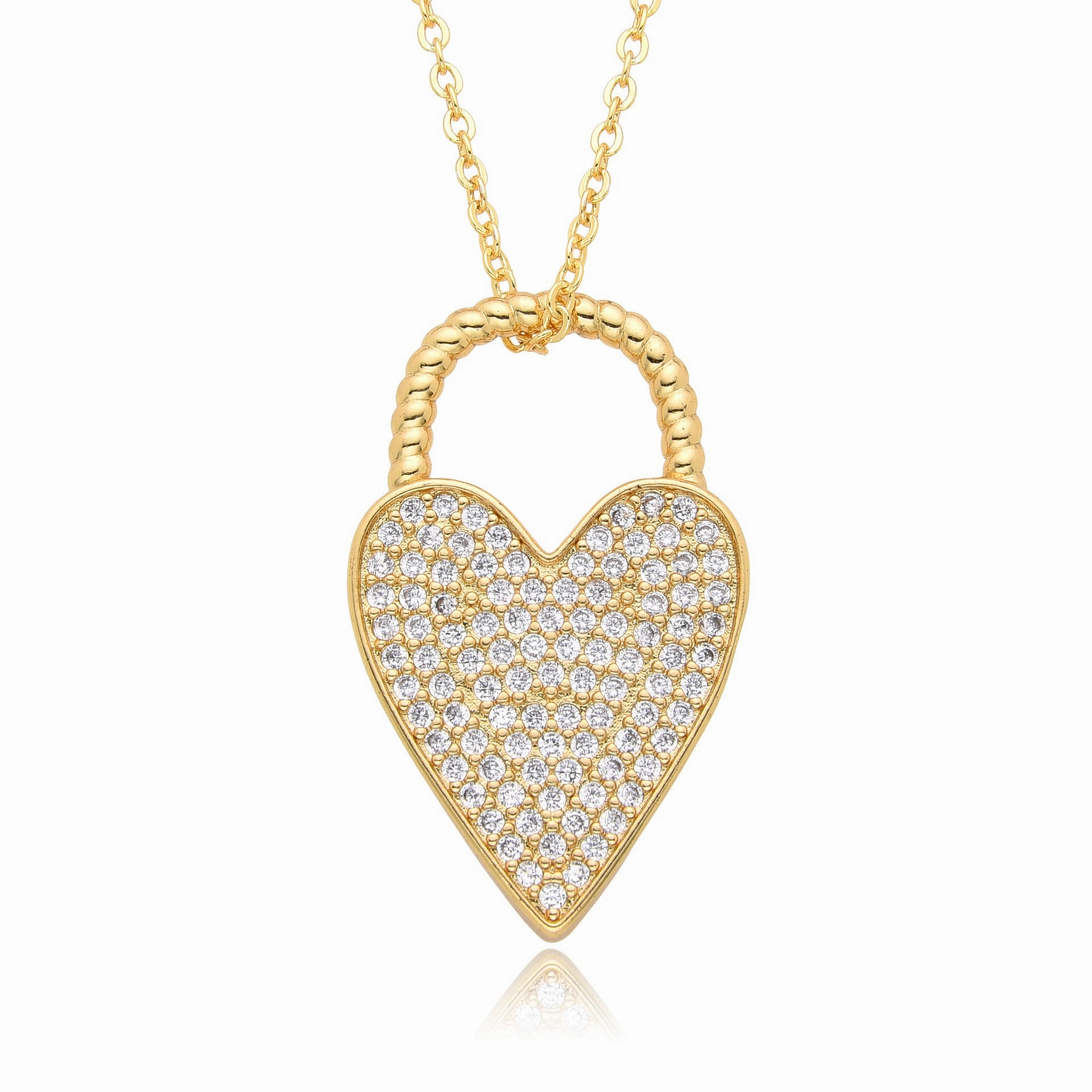 Wholesale Valentine's Day Crown Heart Full Diamond Necklace