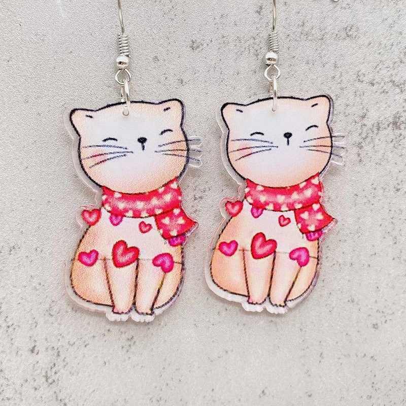 Wholesale Valentine's Day Cute Love Cat Envelope Acrylic Earrings